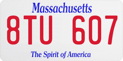 MA license plate 8TU607
