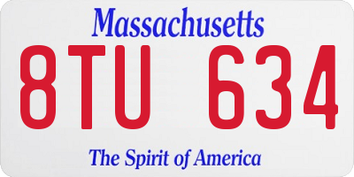 MA license plate 8TU634