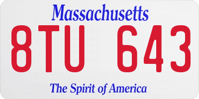 MA license plate 8TU643