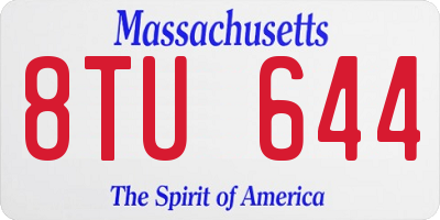 MA license plate 8TU644