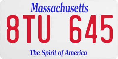 MA license plate 8TU645