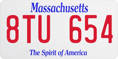 MA license plate 8TU654