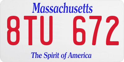MA license plate 8TU672