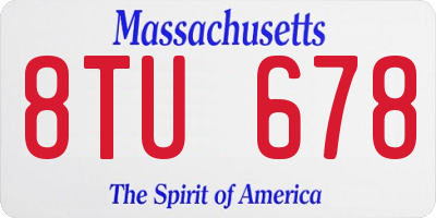 MA license plate 8TU678