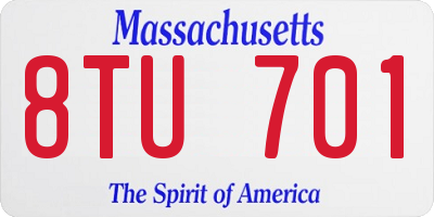 MA license plate 8TU701