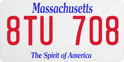 MA license plate 8TU708
