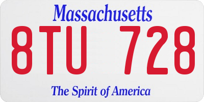 MA license plate 8TU728