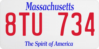 MA license plate 8TU734