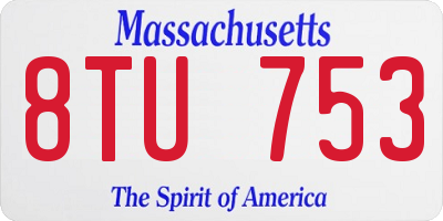 MA license plate 8TU753