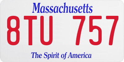 MA license plate 8TU757