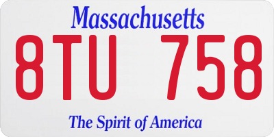 MA license plate 8TU758
