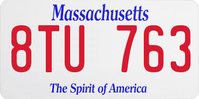 MA license plate 8TU763