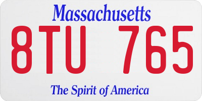 MA license plate 8TU765