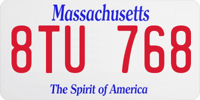 MA license plate 8TU768