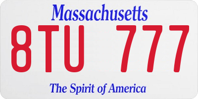 MA license plate 8TU777