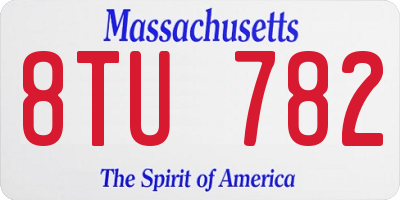 MA license plate 8TU782