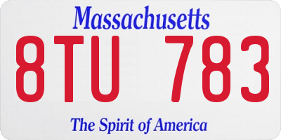 MA license plate 8TU783
