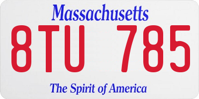 MA license plate 8TU785