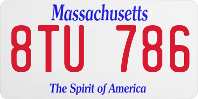 MA license plate 8TU786