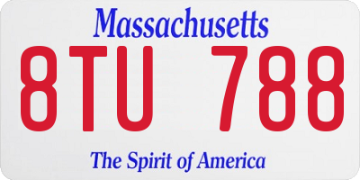 MA license plate 8TU788