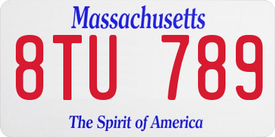 MA license plate 8TU789