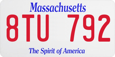 MA license plate 8TU792