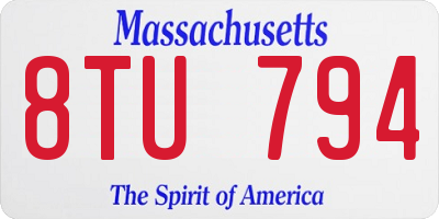 MA license plate 8TU794