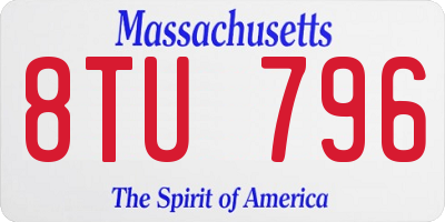 MA license plate 8TU796