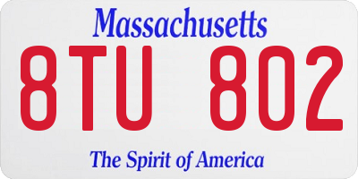 MA license plate 8TU802
