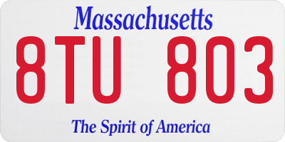 MA license plate 8TU803