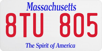 MA license plate 8TU805