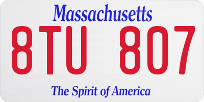 MA license plate 8TU807