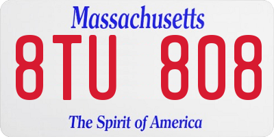 MA license plate 8TU808