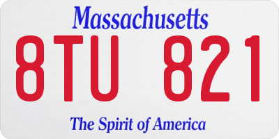 MA license plate 8TU821