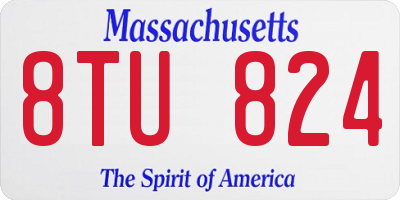 MA license plate 8TU824
