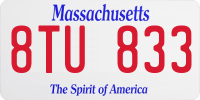 MA license plate 8TU833