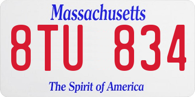 MA license plate 8TU834