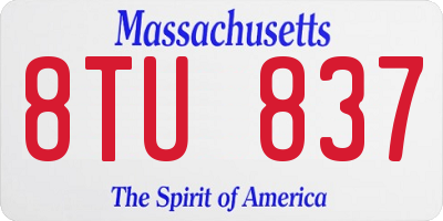MA license plate 8TU837