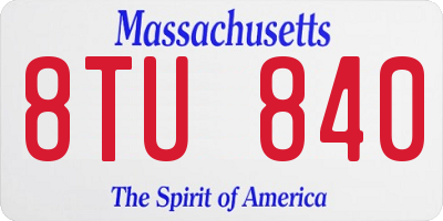 MA license plate 8TU840