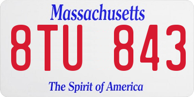 MA license plate 8TU843