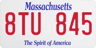 MA license plate 8TU845