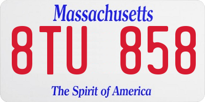 MA license plate 8TU858