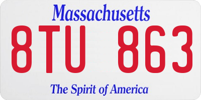 MA license plate 8TU863