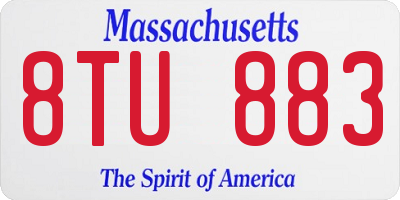 MA license plate 8TU883