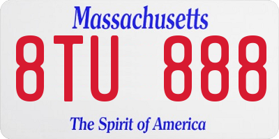MA license plate 8TU888