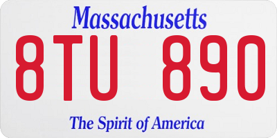 MA license plate 8TU890