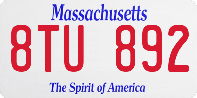 MA license plate 8TU892