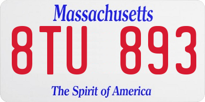 MA license plate 8TU893