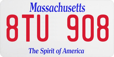MA license plate 8TU908