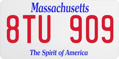 MA license plate 8TU909